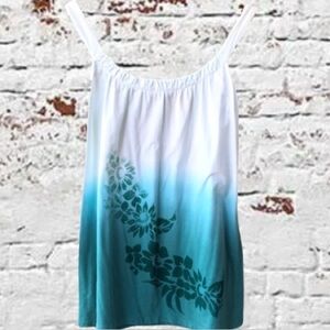 INC, Blue/Green, Floral, Ombré Tank, Size Med.